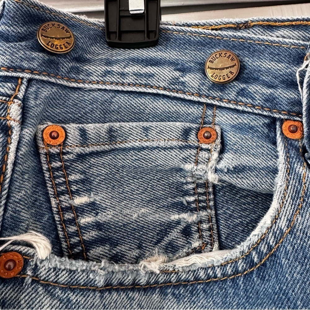 Levi's 501 Mens Button Fly Distressed Jeans Blue W40 L34 Bucksaw Logger Buttons - Picture 7 of 8